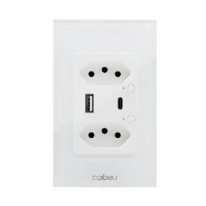 Interruptor Tomada Inteligente Wifi 10A Brasil Light - Plug ue, Branco - 314(USB TYPE-C)