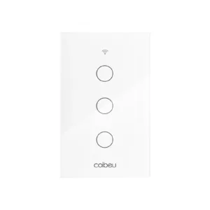 Interruptor Tomada Inteligente Wifi 10A Brasil Light - Plug ue, Branco - 3 Botões
