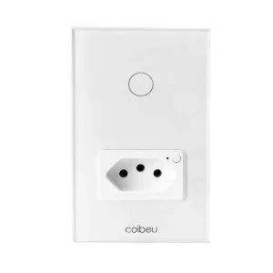 Interruptor Tomada Inteligente Wifi 10A Brasil Light - Plug ue, Branco - 1 Botão C/T