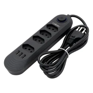 Extensão de tomada usb de 2mt - Preto