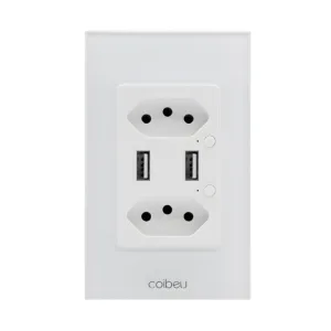 Interruptor Tomada Inteligente Wifi 10A Brasil Light - Plug ue, Branco - 313(USB)